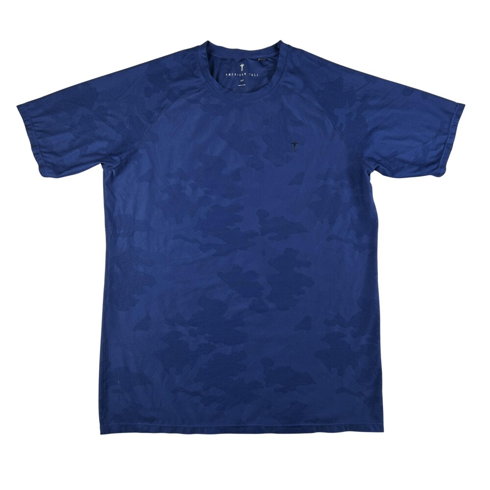 American Tall Shirt Mens LT Tall Blue Camo Short Sleeve Performance Athletic Top